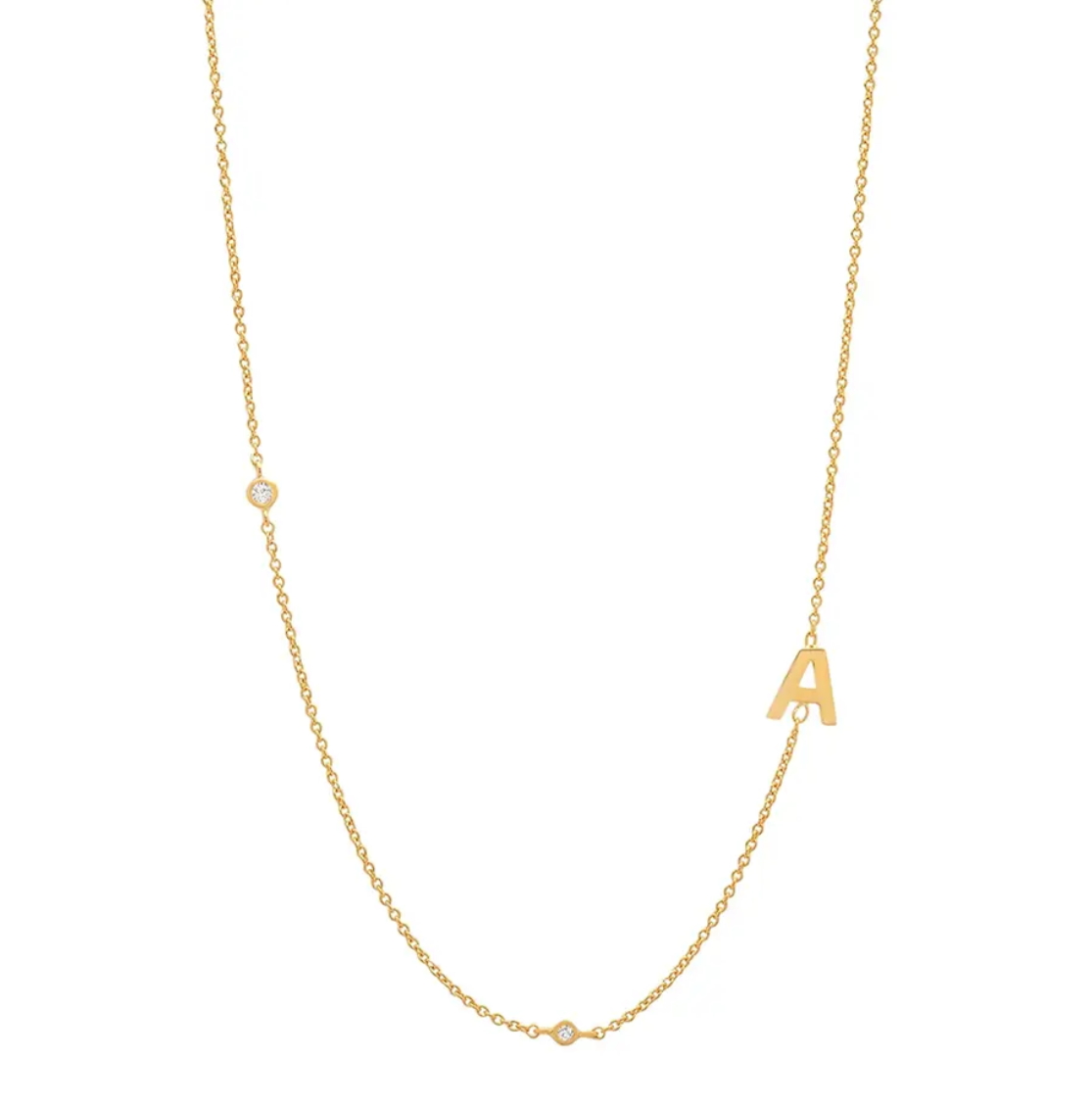 Sideways initial necklace white on sale gold