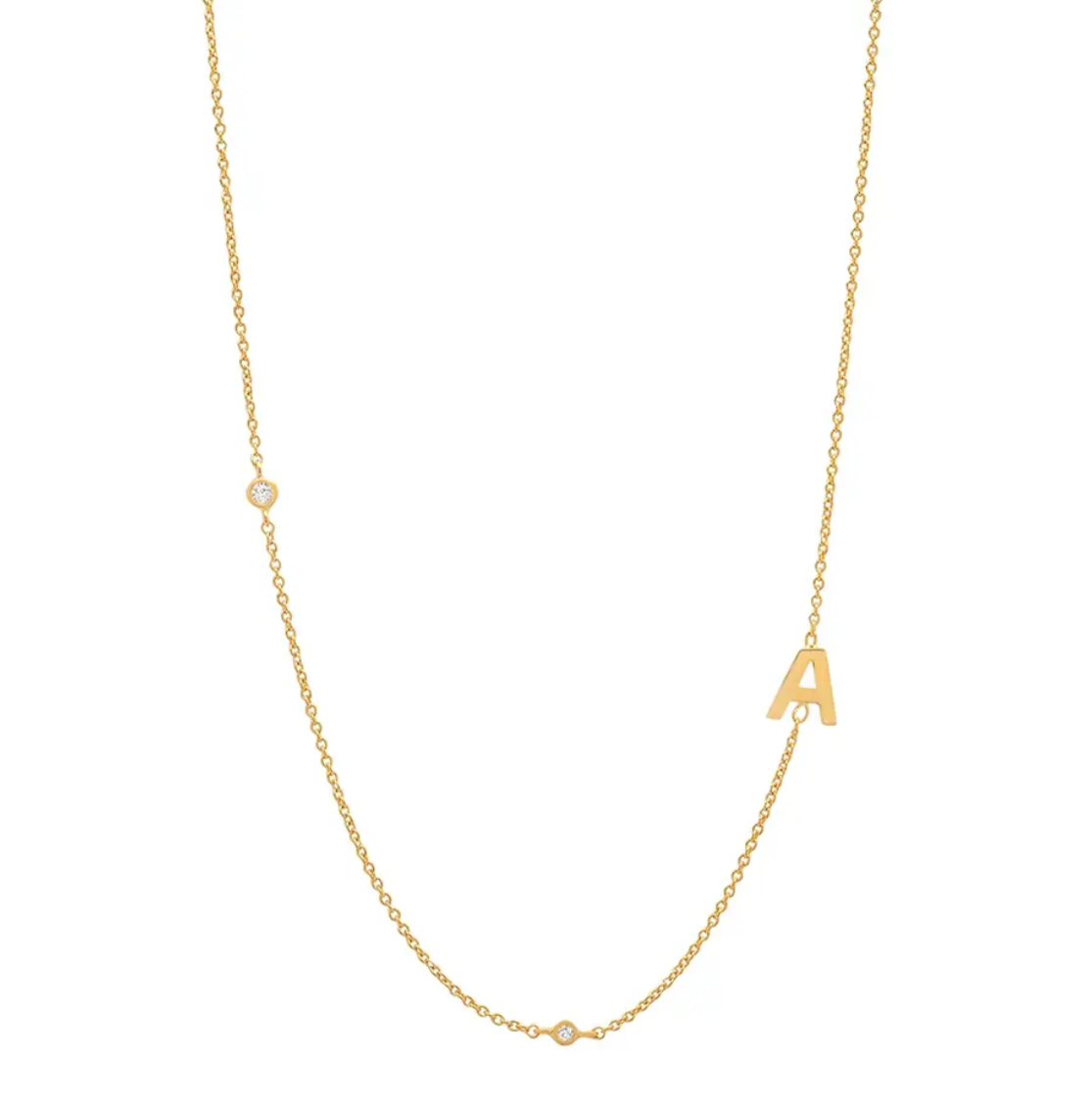 Sideways initial sales necklace white gold