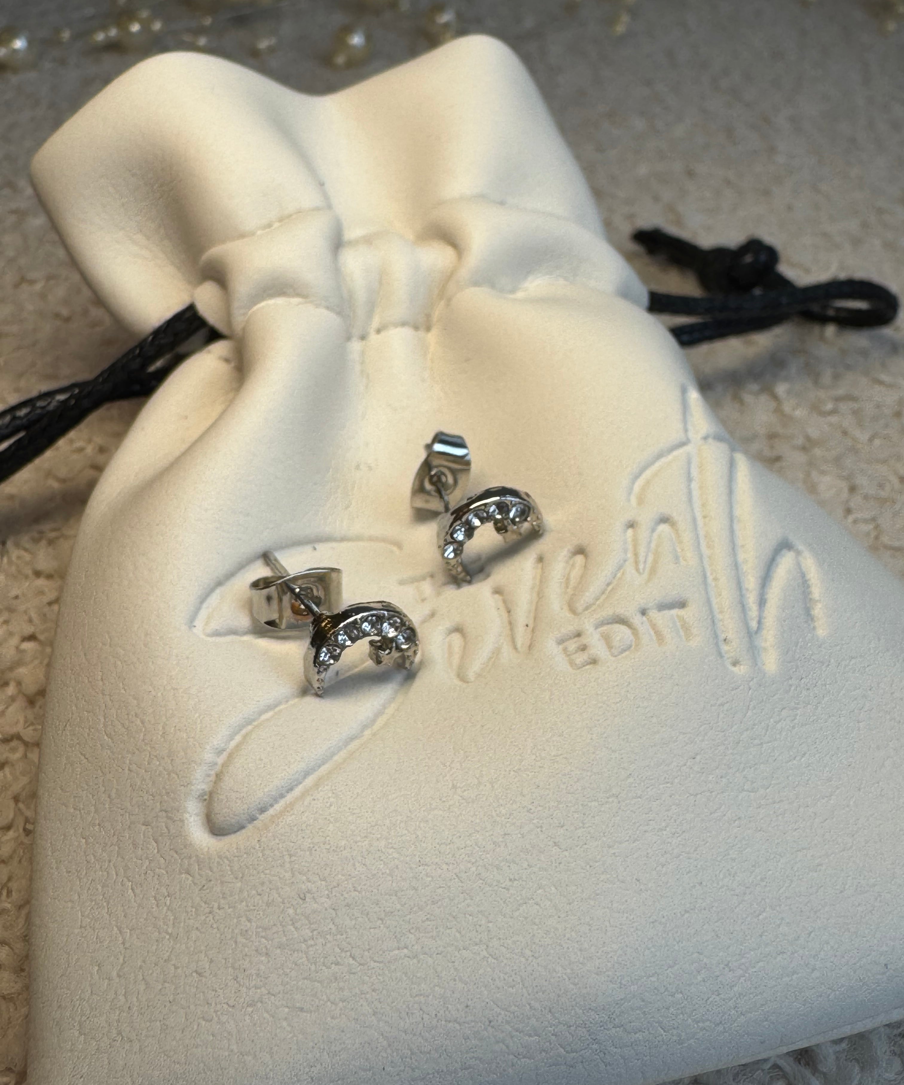 Crescent Moon Stud Earrings