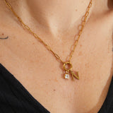 Love- Birthstone Charm Gold Necklace