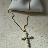 Celia Pearl Cross Necklace