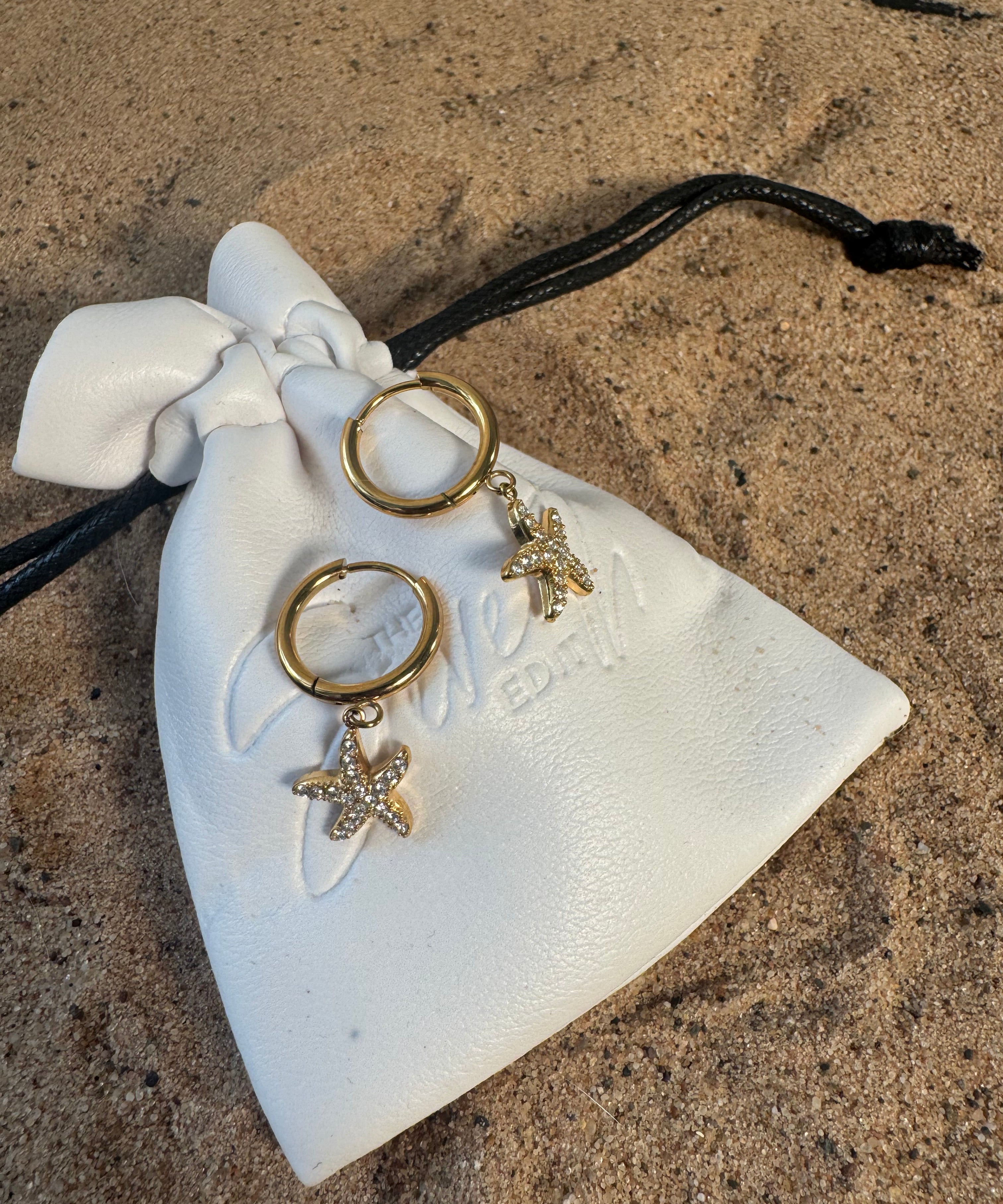 Starfish Crystal Drop Earrings – Gold & Silver