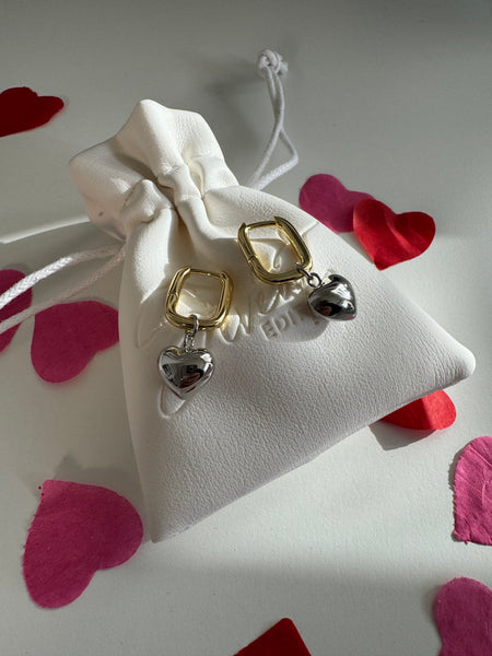 SAMANTHA - Mixed Metal Heart Earrings