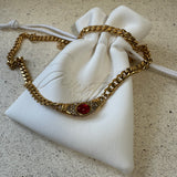 Gail-Gold Chunky Chain Necklace with Stone Detail