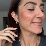 Hex Silver Geometric Huggie Hoop Earrings