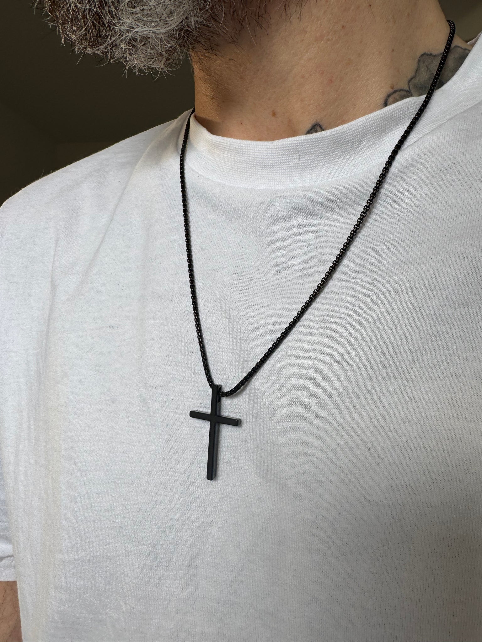 Men's Black Cross Necklace