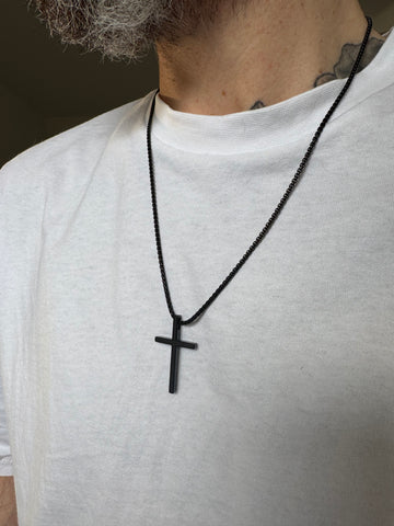 Men's Black Cross Necklace