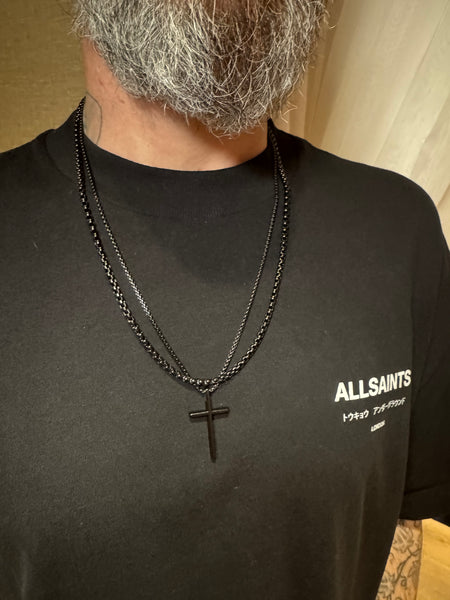 Men's Black Cross Necklace