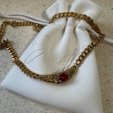 Gail-Gold Chunky Chain Necklace with Stone Detail