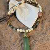 Jade Crystal Point Long Beaded Necklace