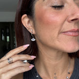Evil Eye Crystal Huggie Drop Earrings – Gold & Silver