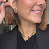 Gail-Gold Chunky Chain Necklace with Stone Detail