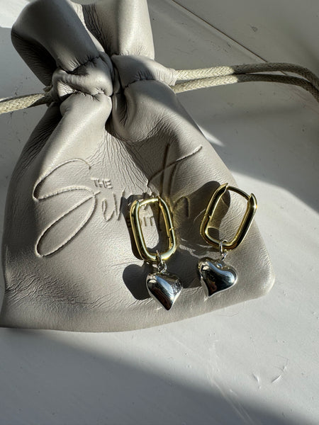 SAMANTHA - Mixed Metal Heart Earrings