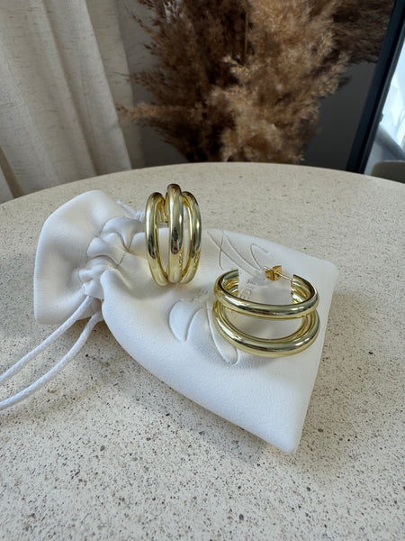 CARRIE Triple Hooped Gold Earrings - BEST SELLERS