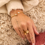 Amber three-stone open Ring