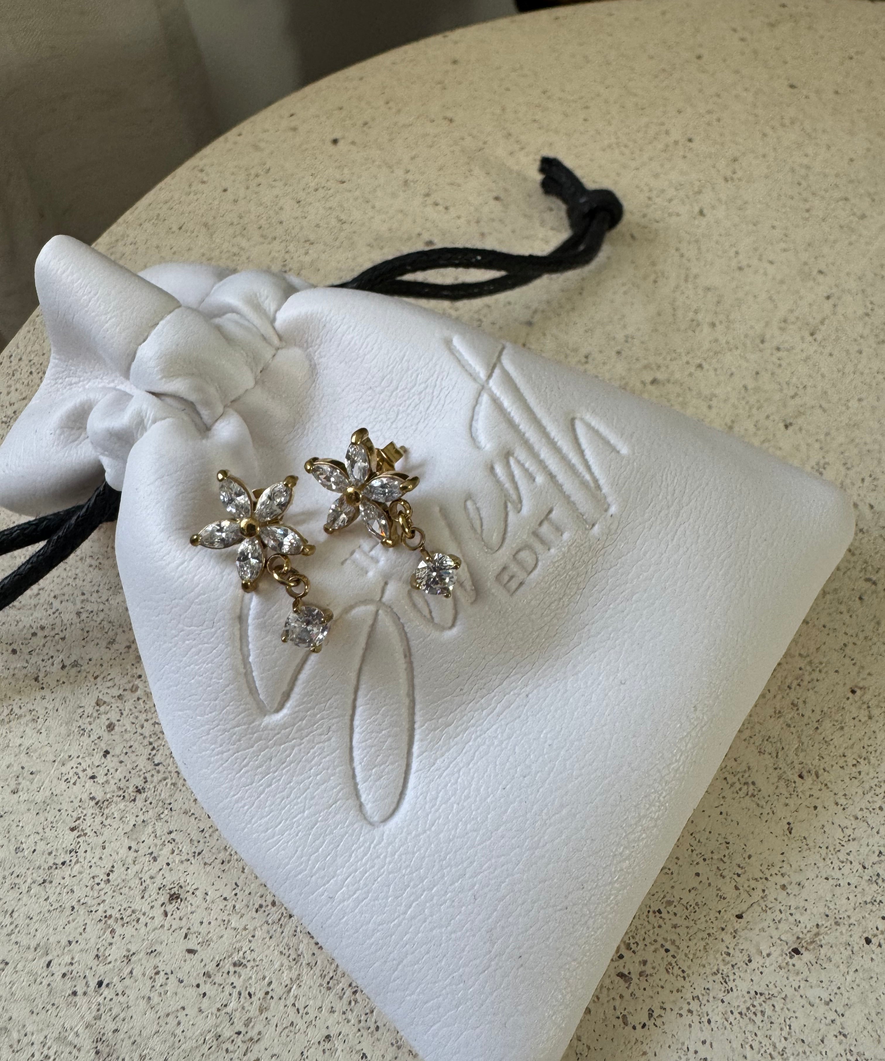 Crystal Flower Drop Earrings