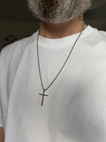 Men's Silver Cross Necklace