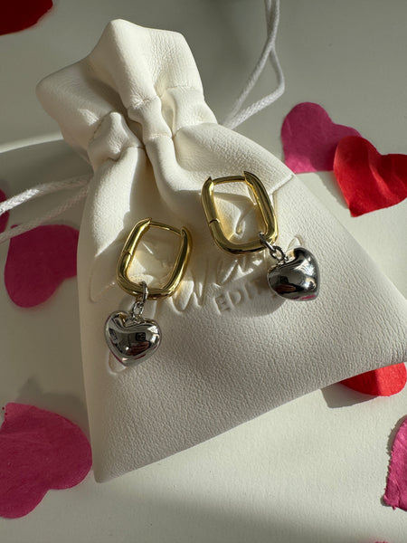 SAMANTHA - Mixed Metal Heart Earrings