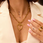 Silver and gold  heart necklace uk 