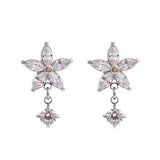 Crystal Flower Drop Earrings