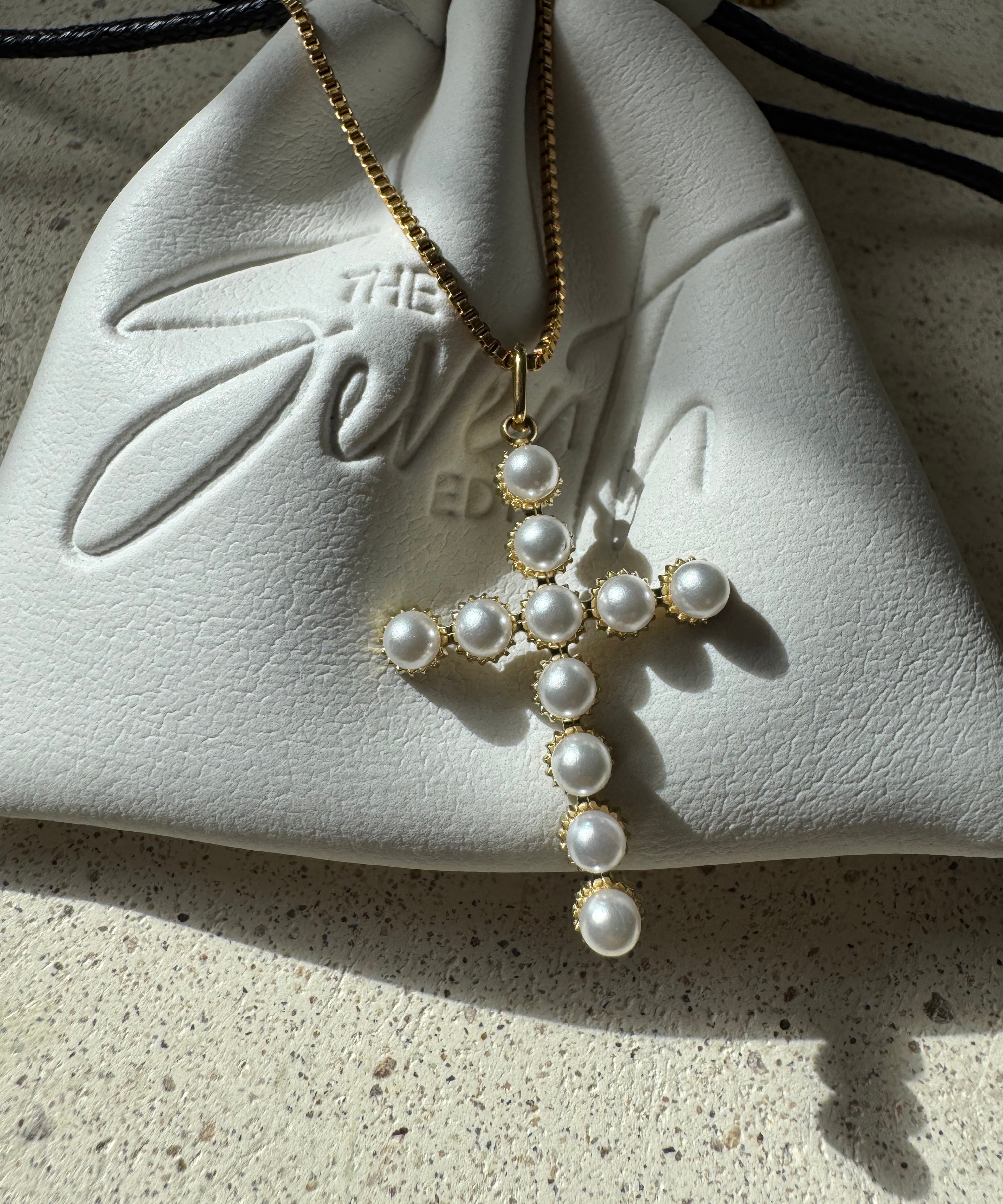 Celia Pearl Cross Necklace