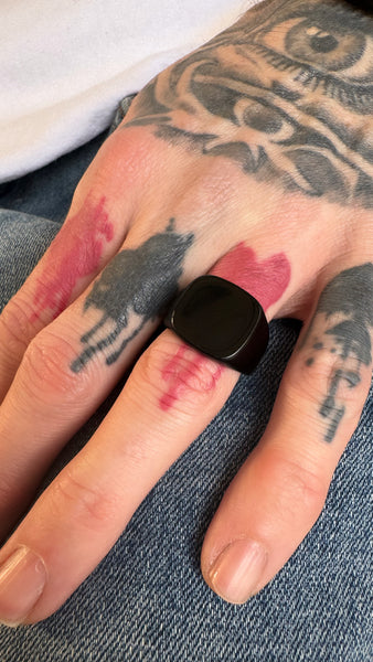 Men's Black Stainless Steel Signet Ring