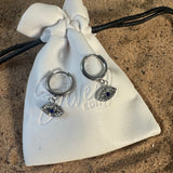 Evil Eye Crystal Huggie Drop Earrings – Gold & Silver
