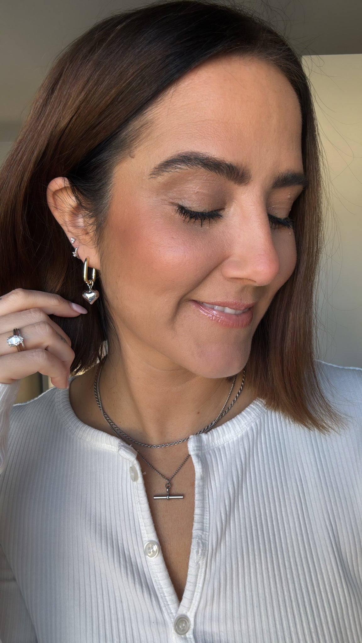 SAMANTHA - Mixed Metal Heart Earrings