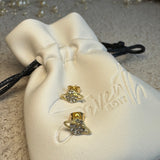 Planet Stud Earrings (Crystal-Encrusted Saturn Design)