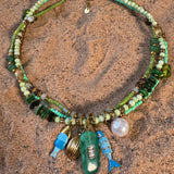 Ocean Multi-Strand Beaded Charm Necklace