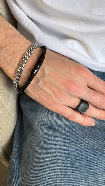 Men's Black Stainless Steel Signet Ring