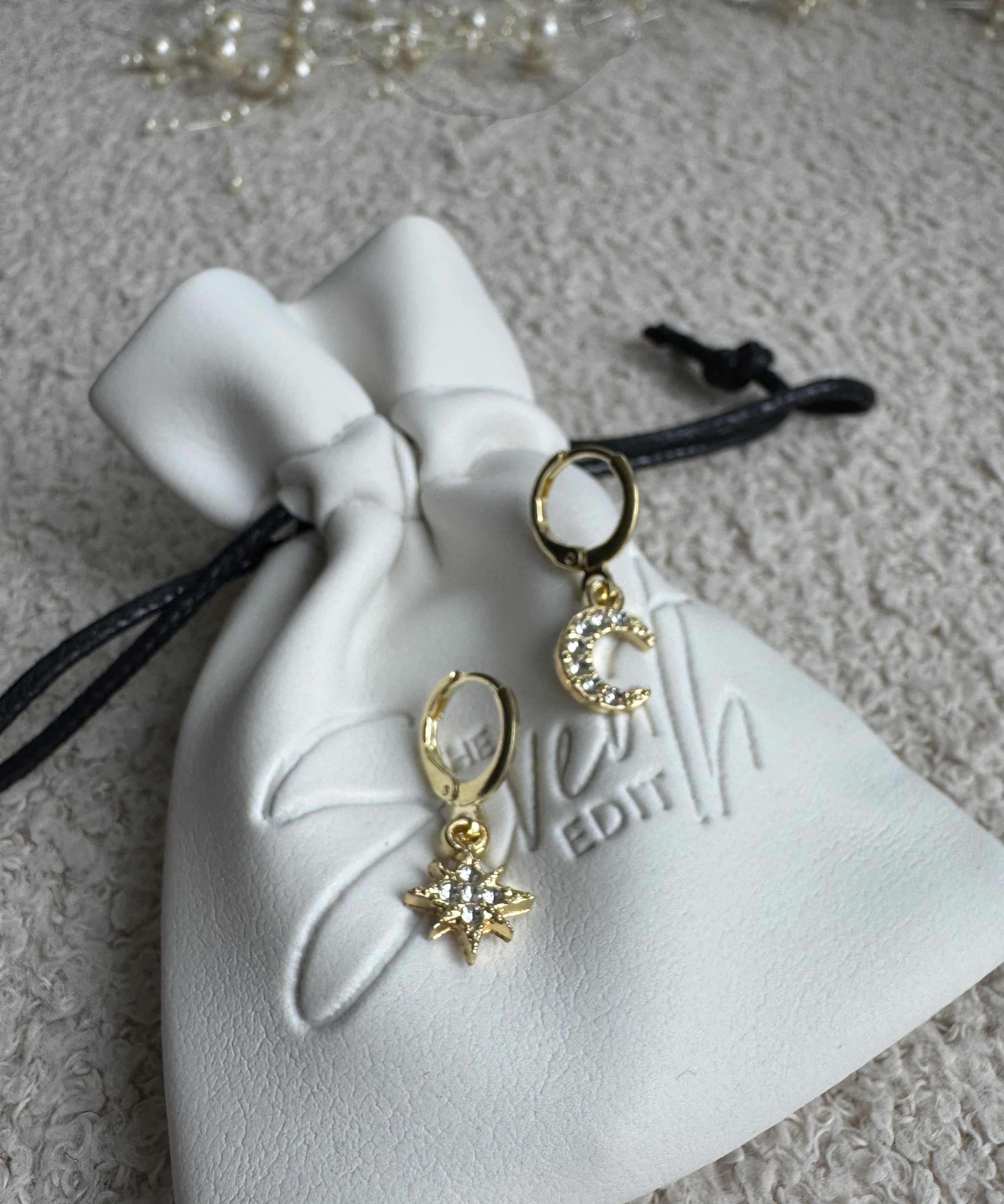 Star & Moon Charm Huggies