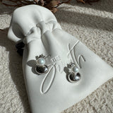 Ash-Pearl Silver Drop Earrings
