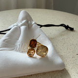 Amber three-stone open Ring