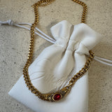 Gail-Gold Chunky Chain Necklace with Stone Detail