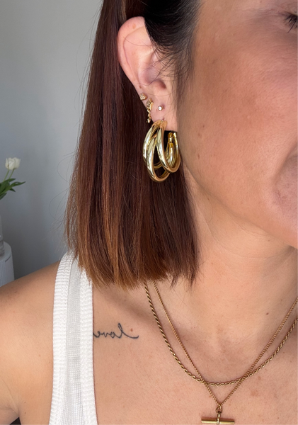 CARRIE Triple Hooped Gold Earrings - BEST SELLERS