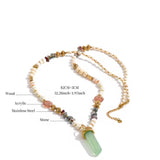 Jade Crystal Point Long Beaded Necklace