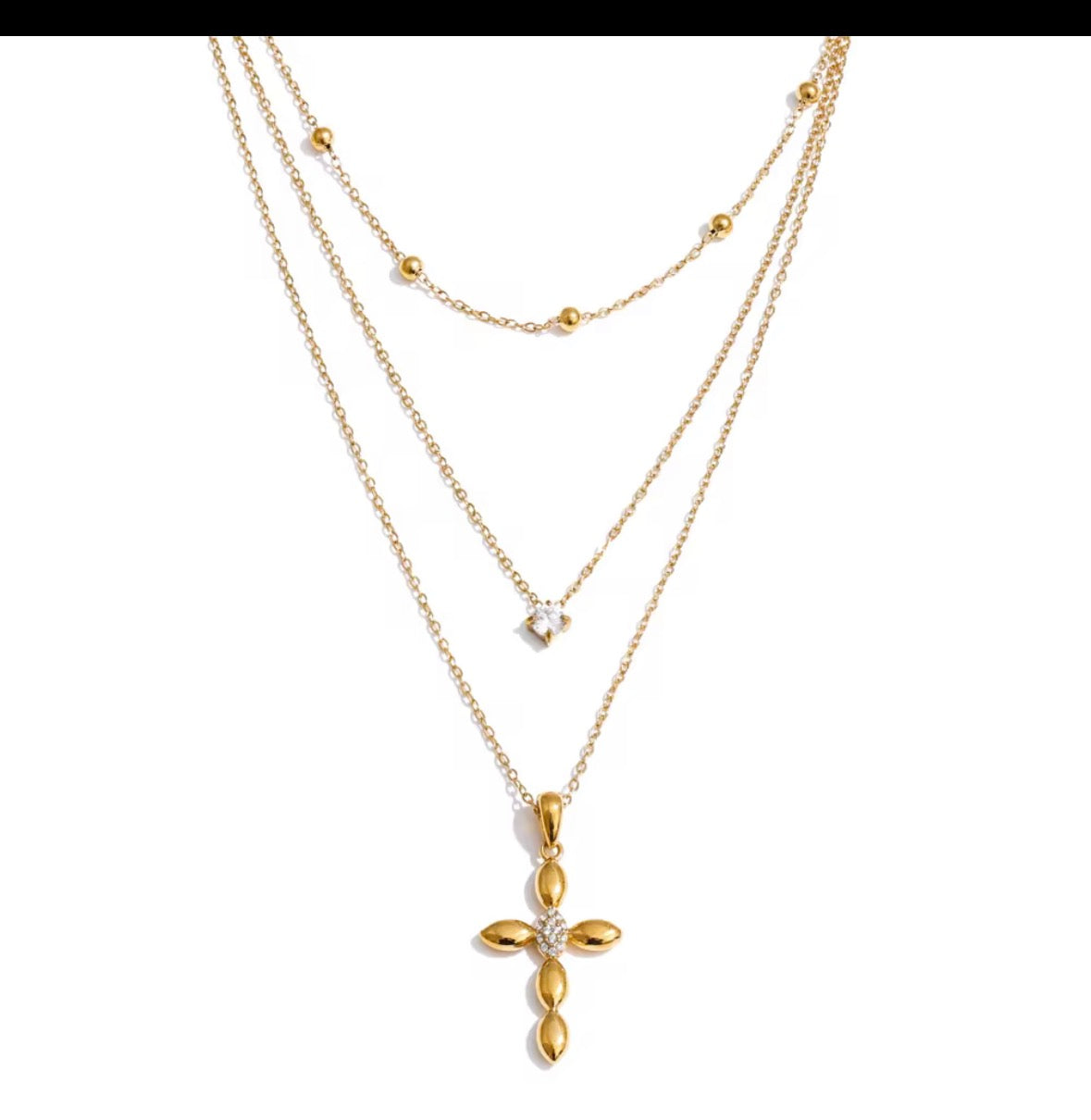 Iris layered Cross Necklace