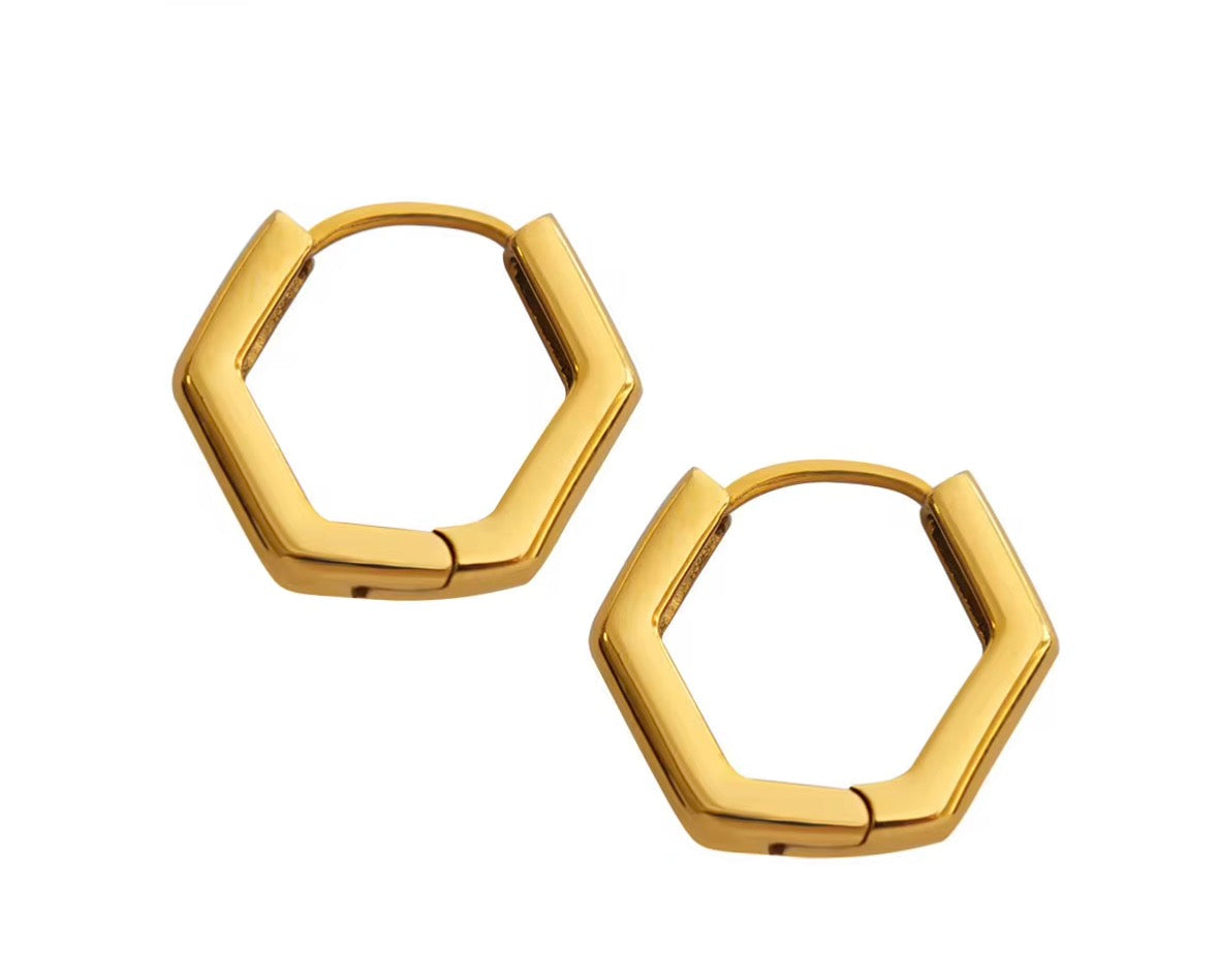Hex  Geometric Huggie Hoop Earrings