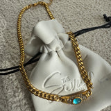 Gail-Gold Chunky Chain Necklace with Stone Detail