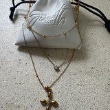 Iris layered Cross Necklace