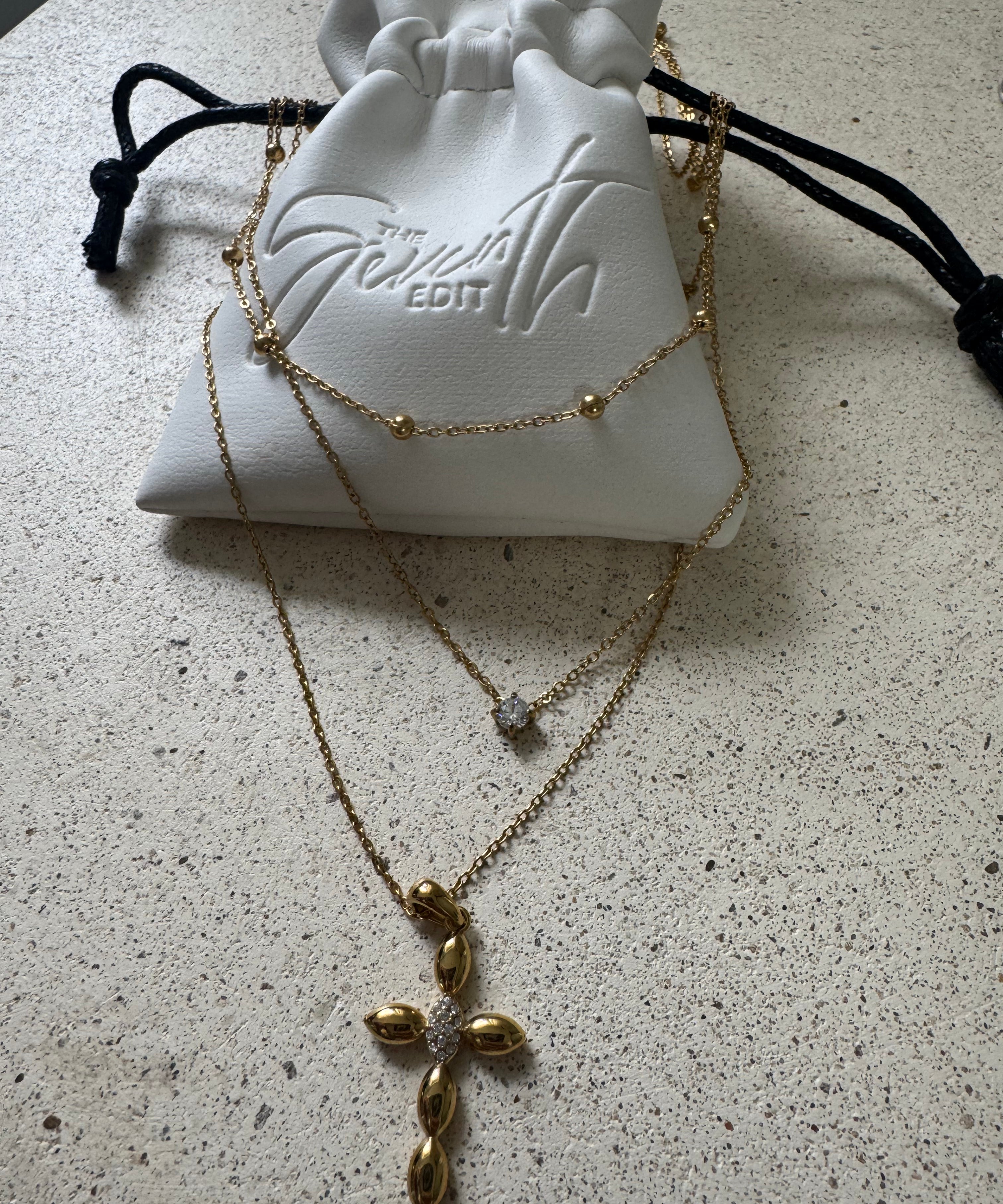 Iris layered Cross Necklace
