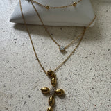 Iris layered Cross Necklace